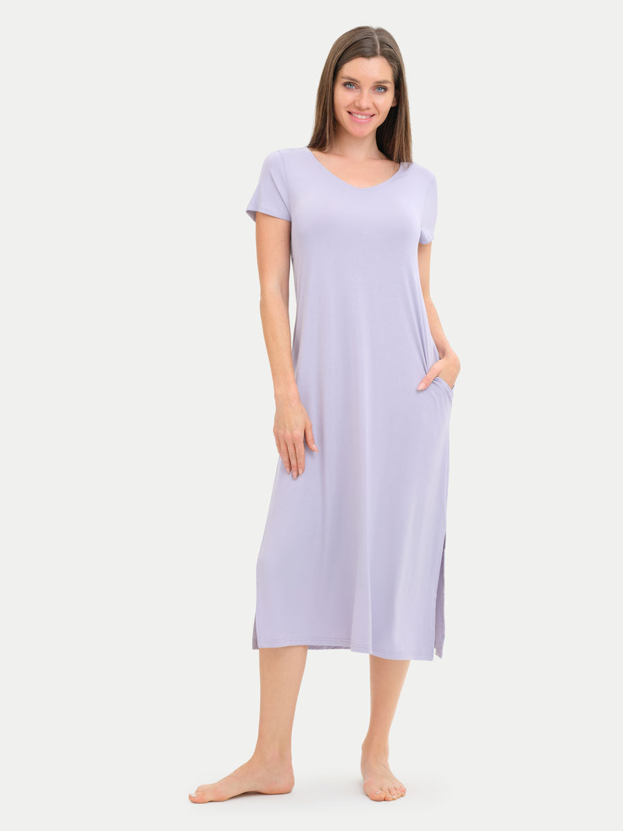 Short Sleeve Long Bamboo Sleepshirt