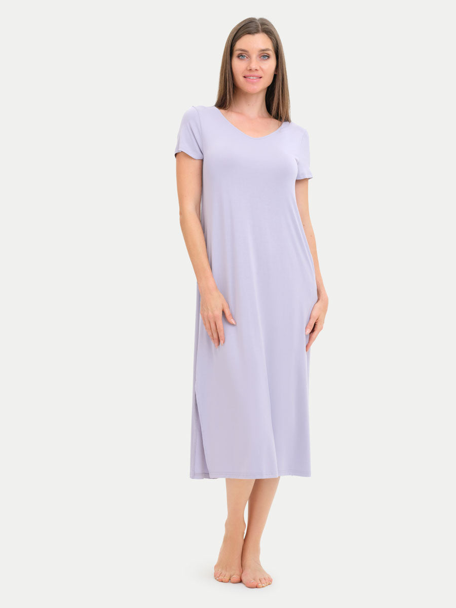 Short Sleeve Long Bamboo Sleepshirt