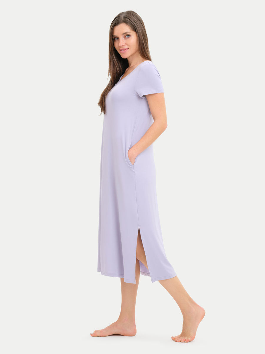 Short Sleeve Long Bamboo Sleepshirt