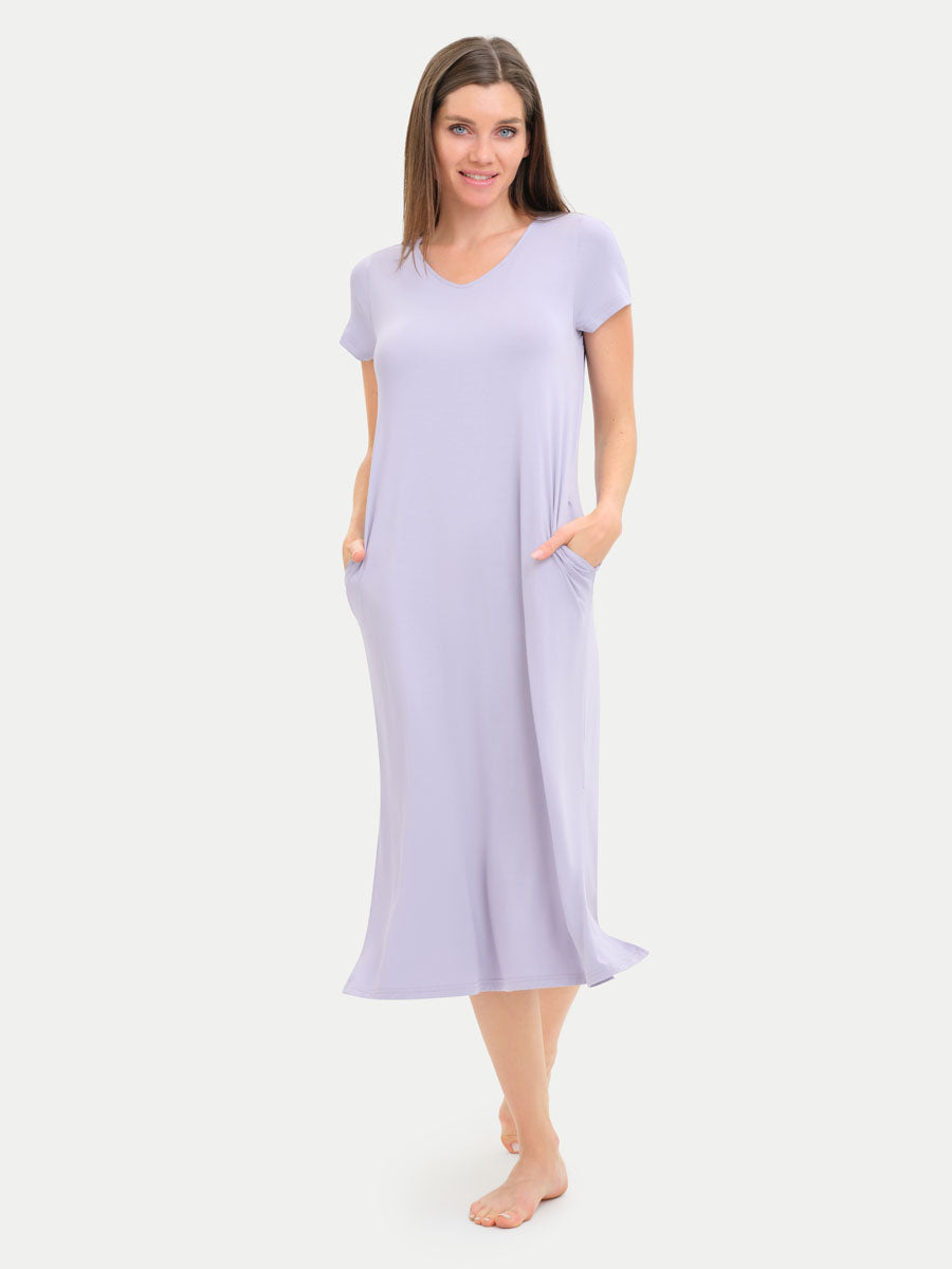 Short Sleeve Long Bamboo Sleepshirt