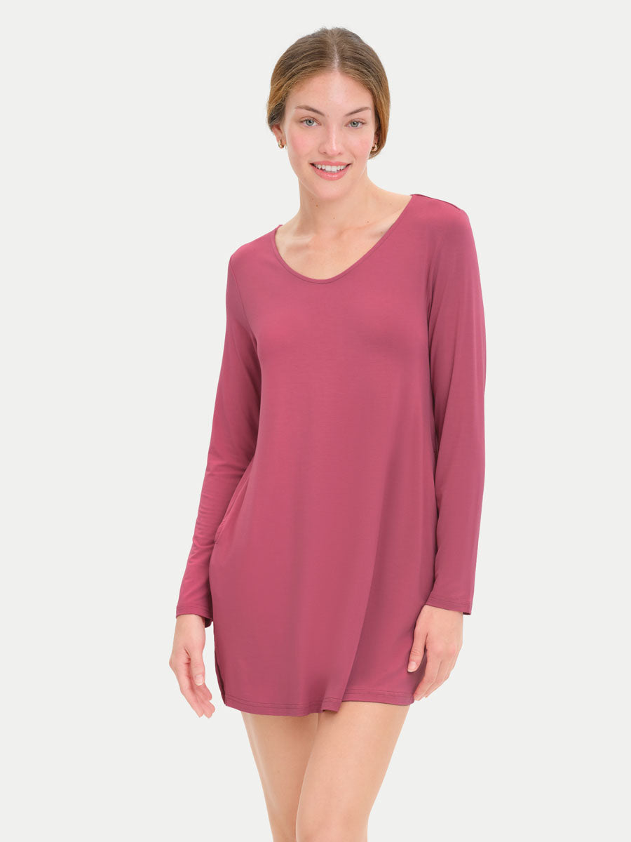 Long Sleeve Short Bamboo Sleepshirt