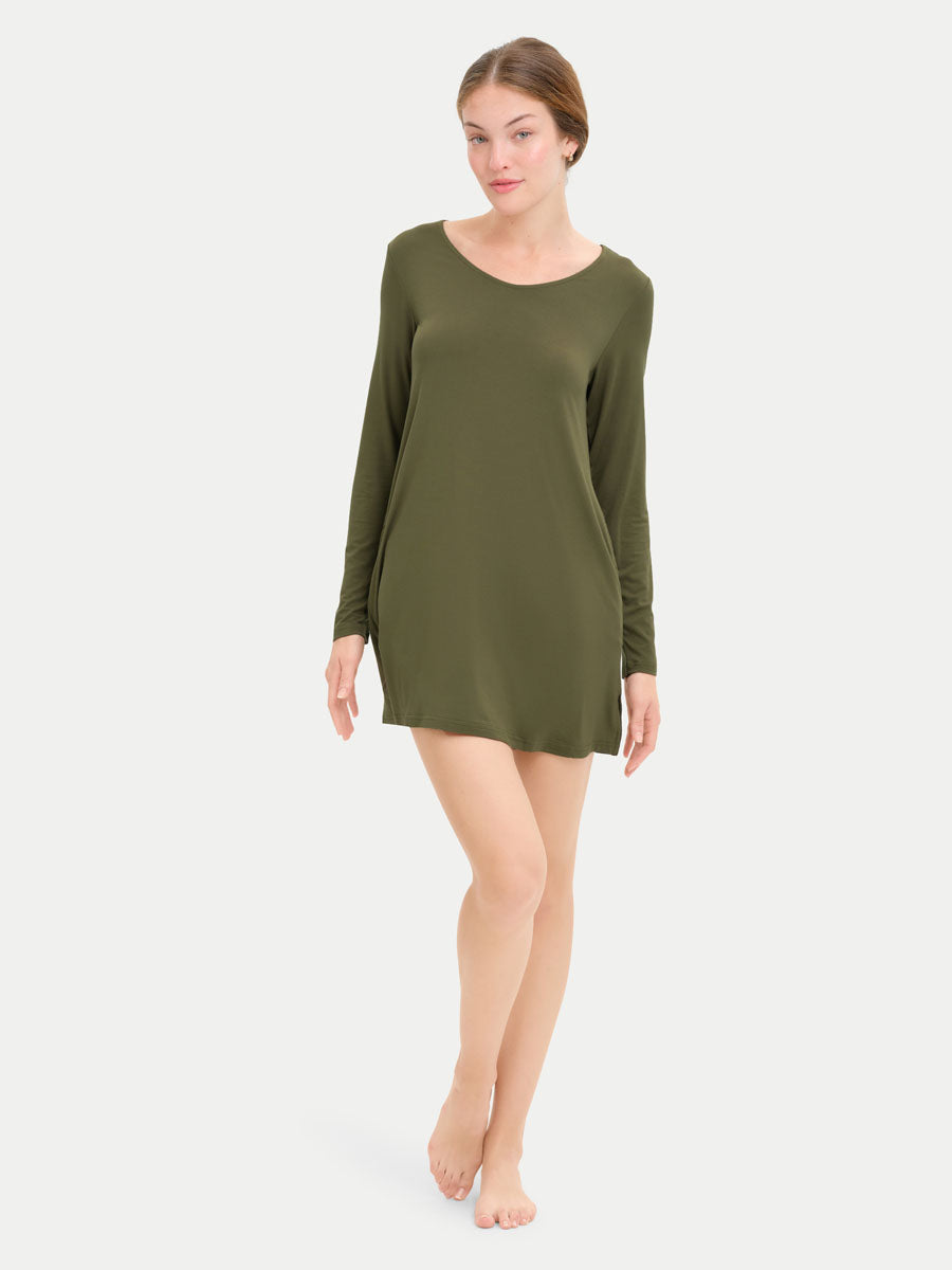 Long Sleeve Short Bamboo Sleepshirt