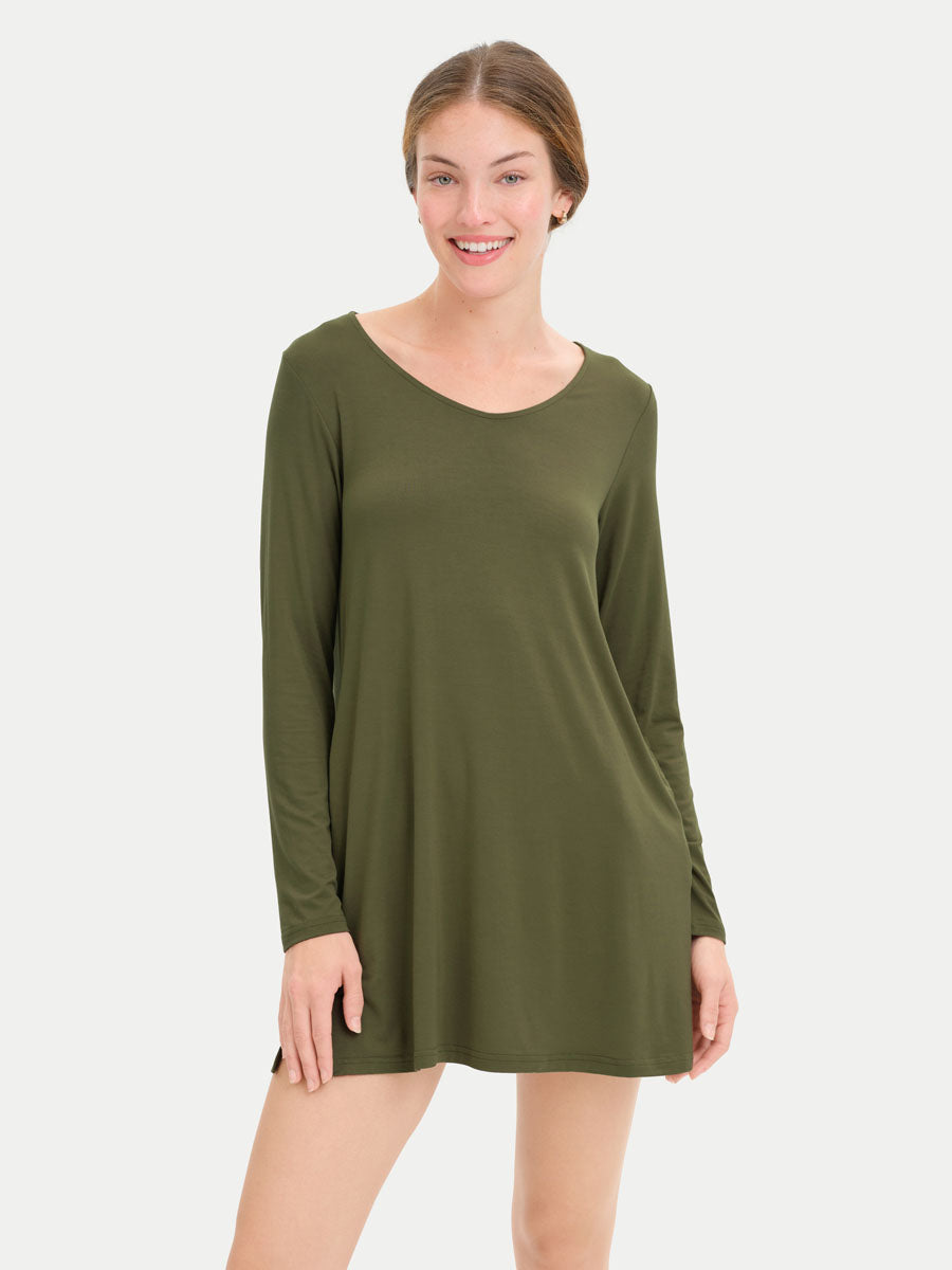 Long Sleeve Short Bamboo Sleepshirt