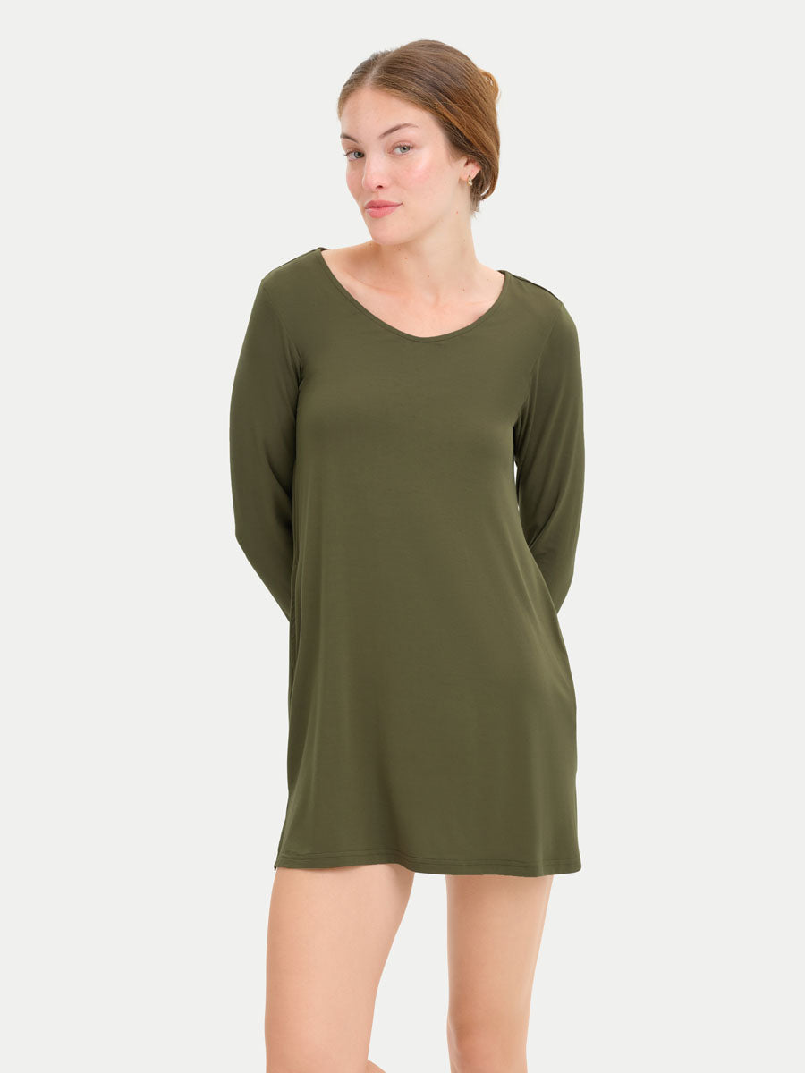Long Sleeve Short Bamboo Sleepshirt