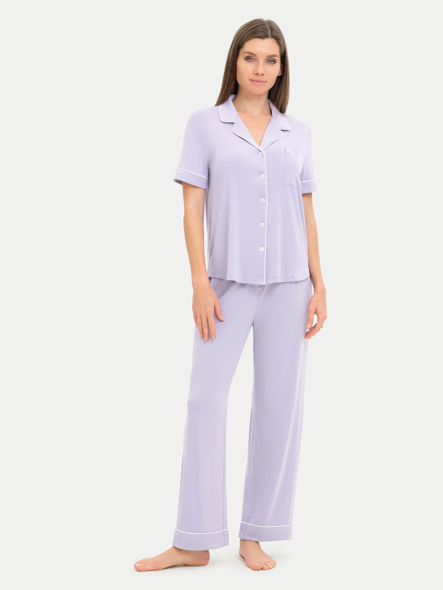 Short Sleeve Bamboo Pajama Set with Pants