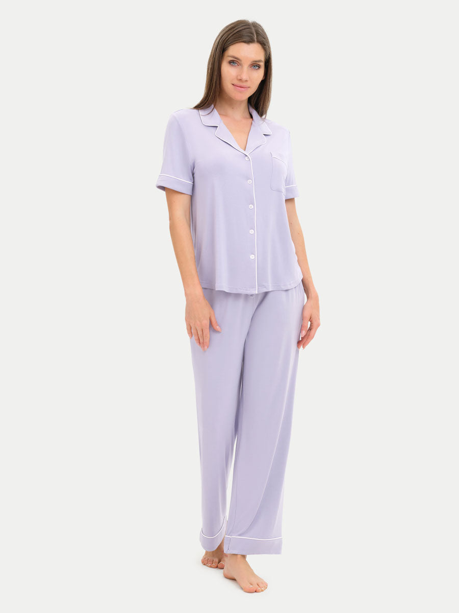 Short Sleeve Bamboo Pajama Set with Pants