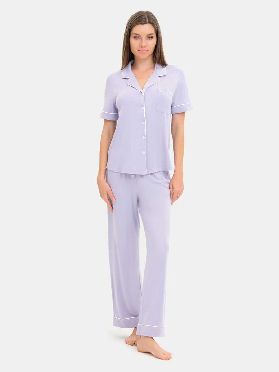 Short Sleeve Bamboo Pajama Set with Pants