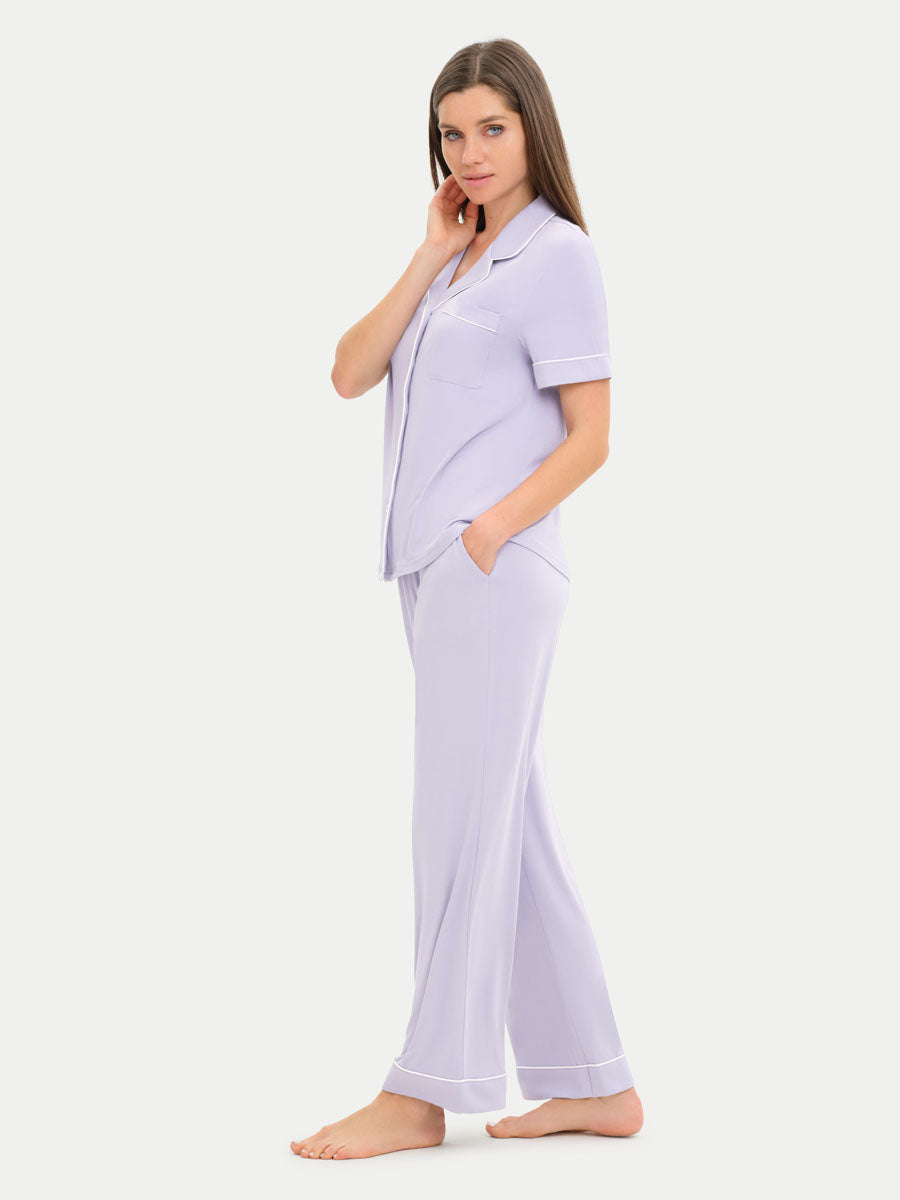 Short Sleeve Bamboo Pajama Set with Pants