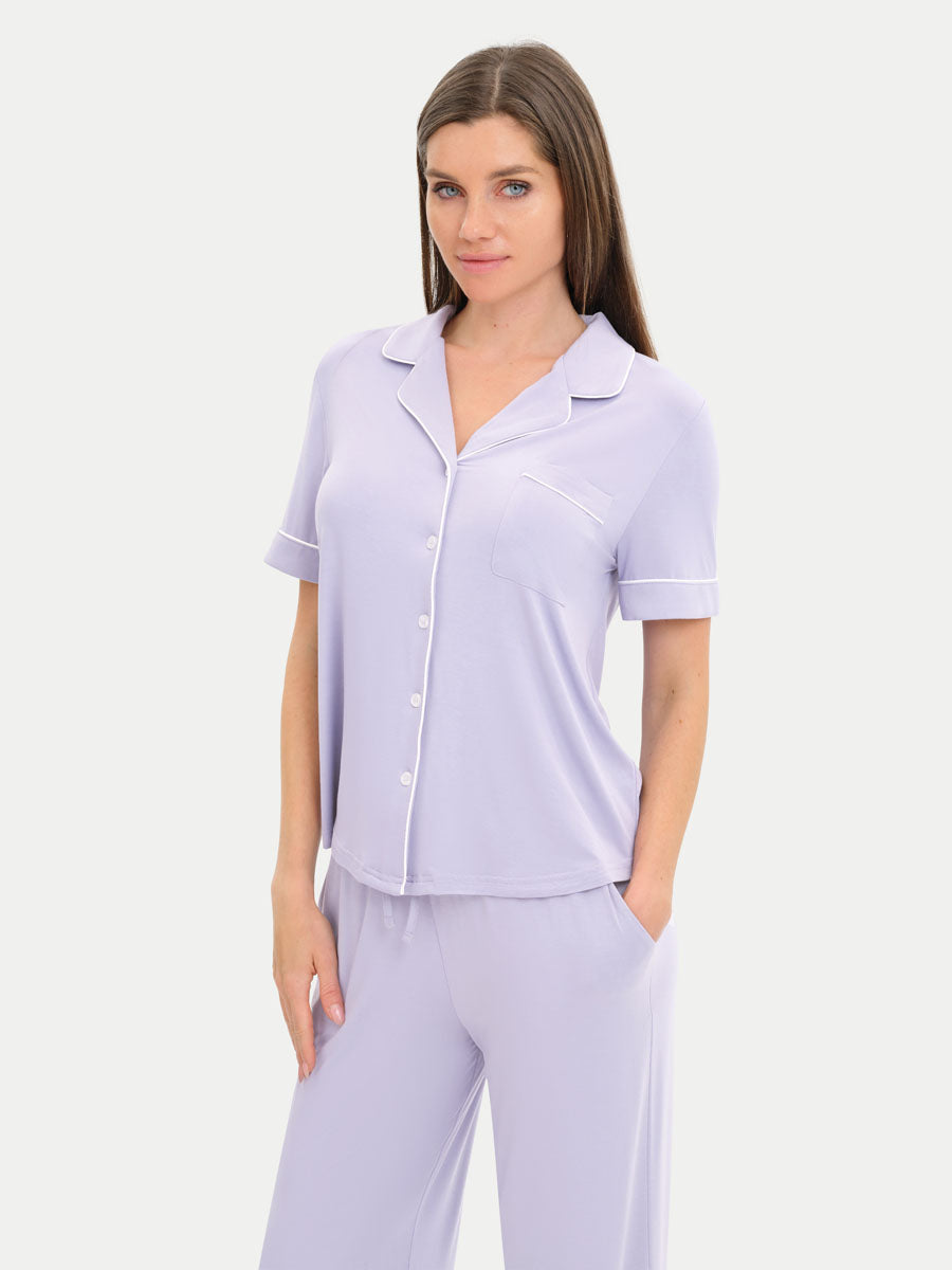 Short Sleeve Bamboo Pajama Set with Pants