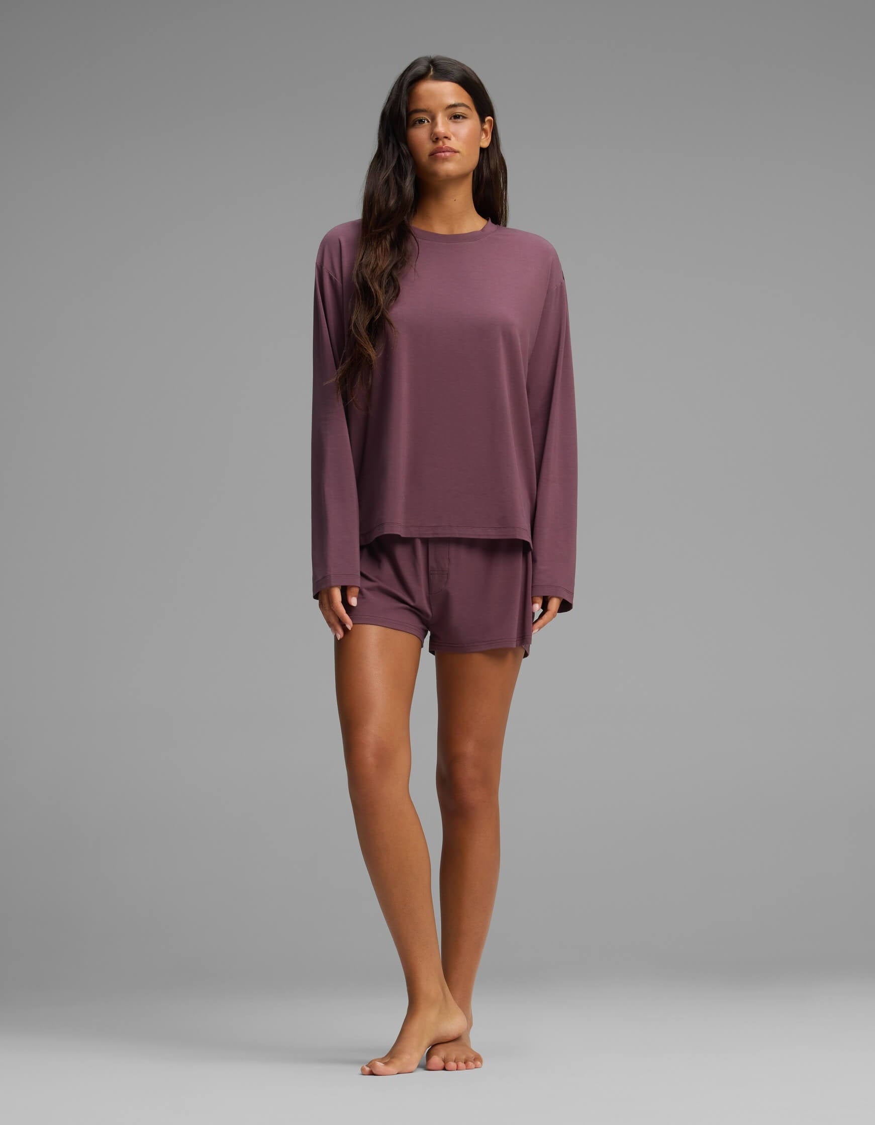 Women's First Layer Long Sleeve Sleep Tee & Boxer Short Set