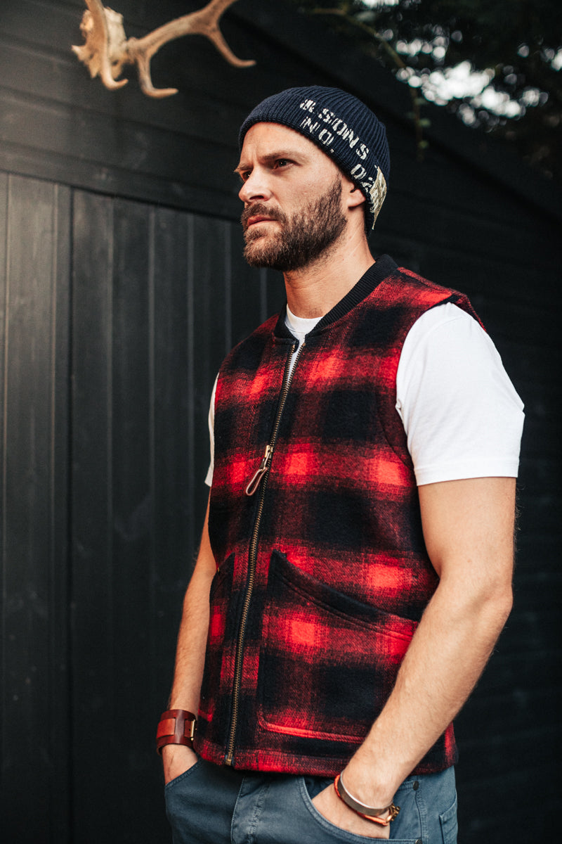&SONS Kodiak Gilet Red Check
