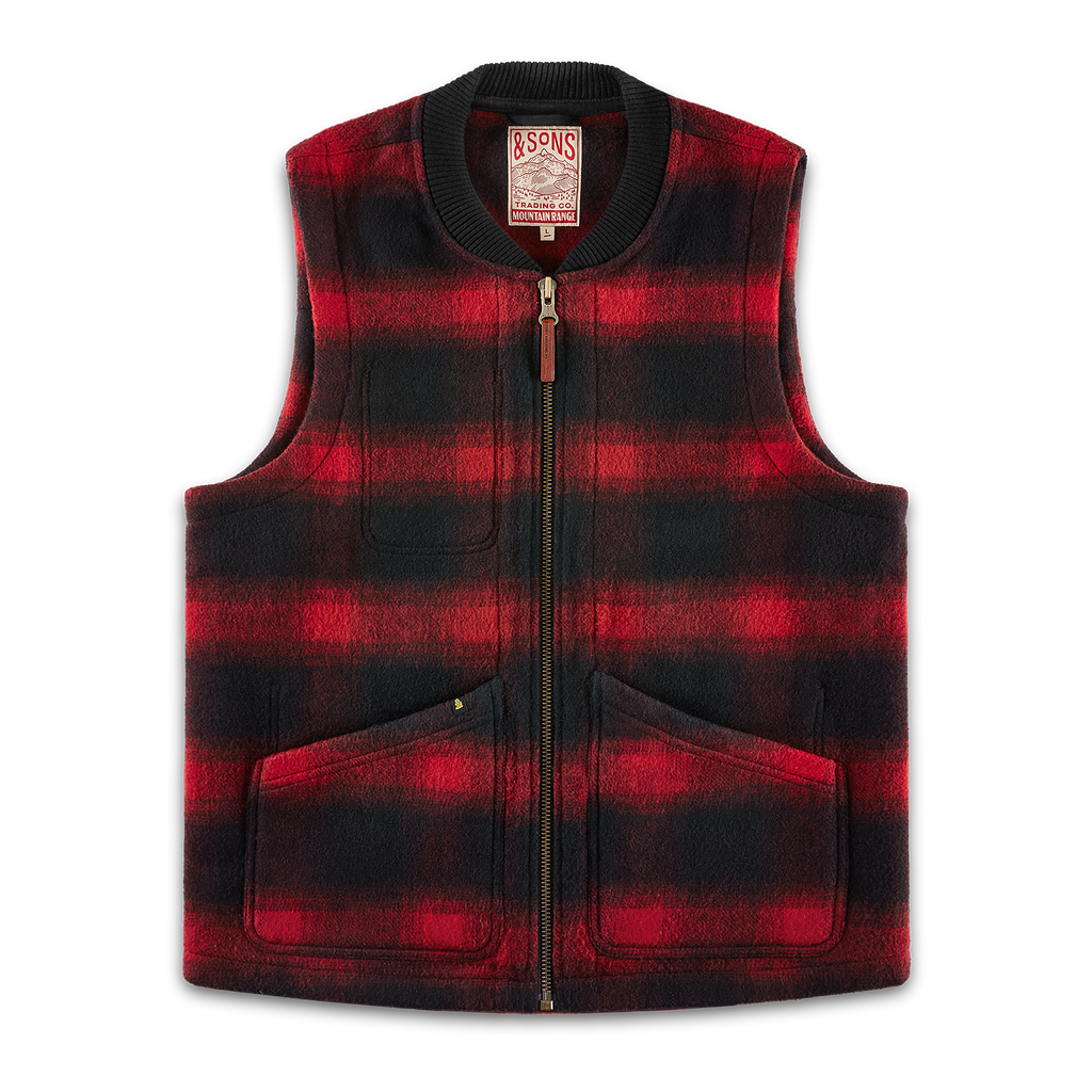 &SONS Kodiak Gilet Red Check