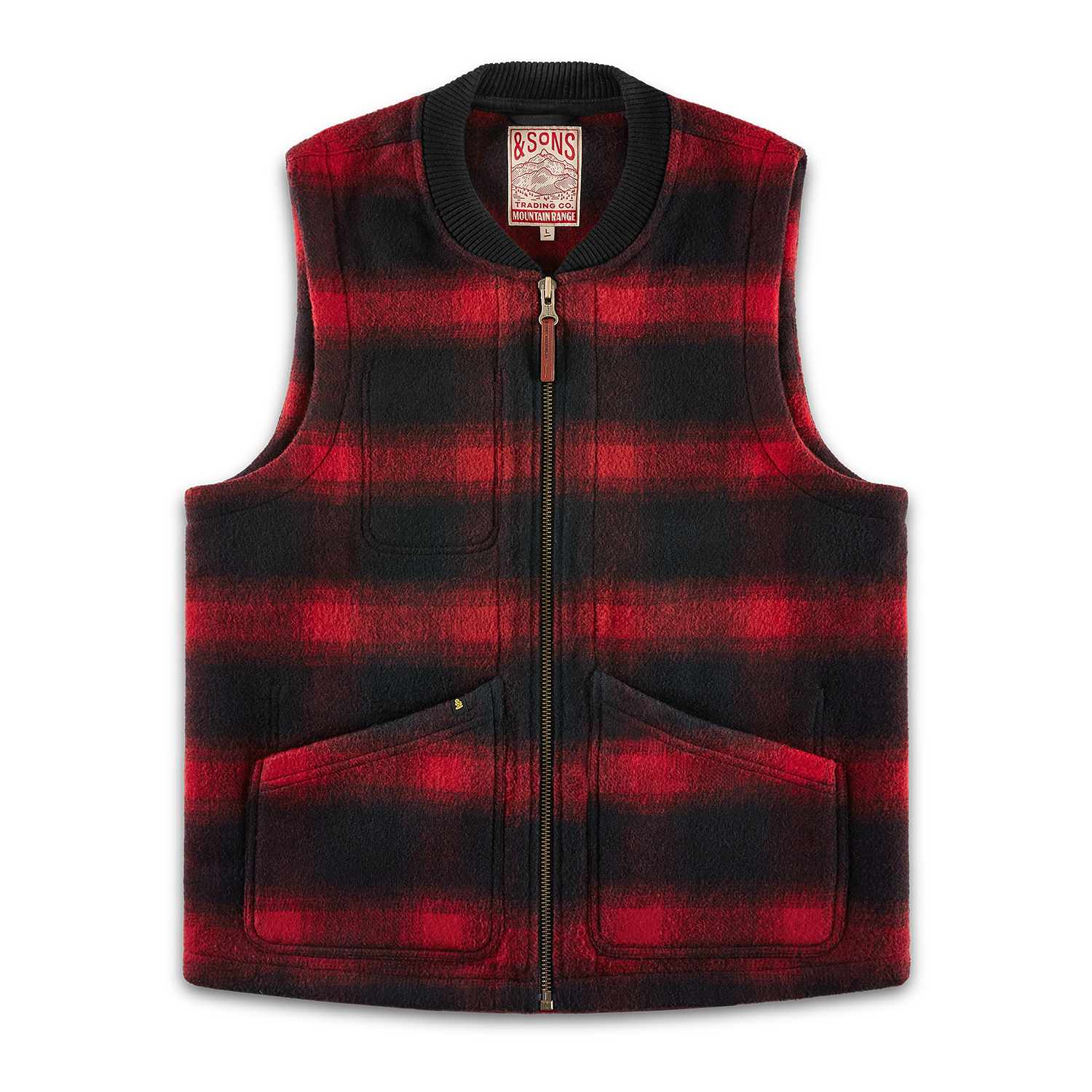 &SONS Kodiak Gilet Red Check
