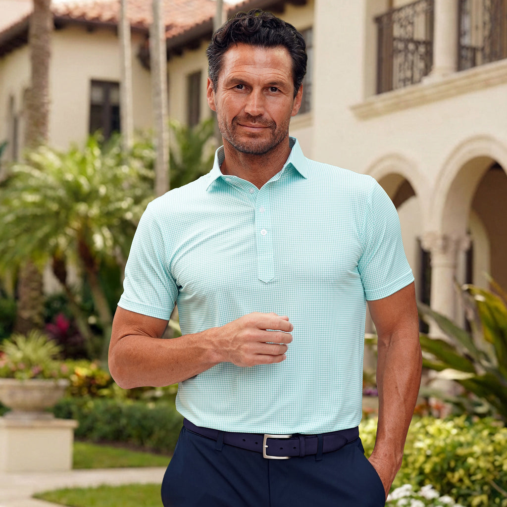 Featherweight Flex Polo Green Gingham