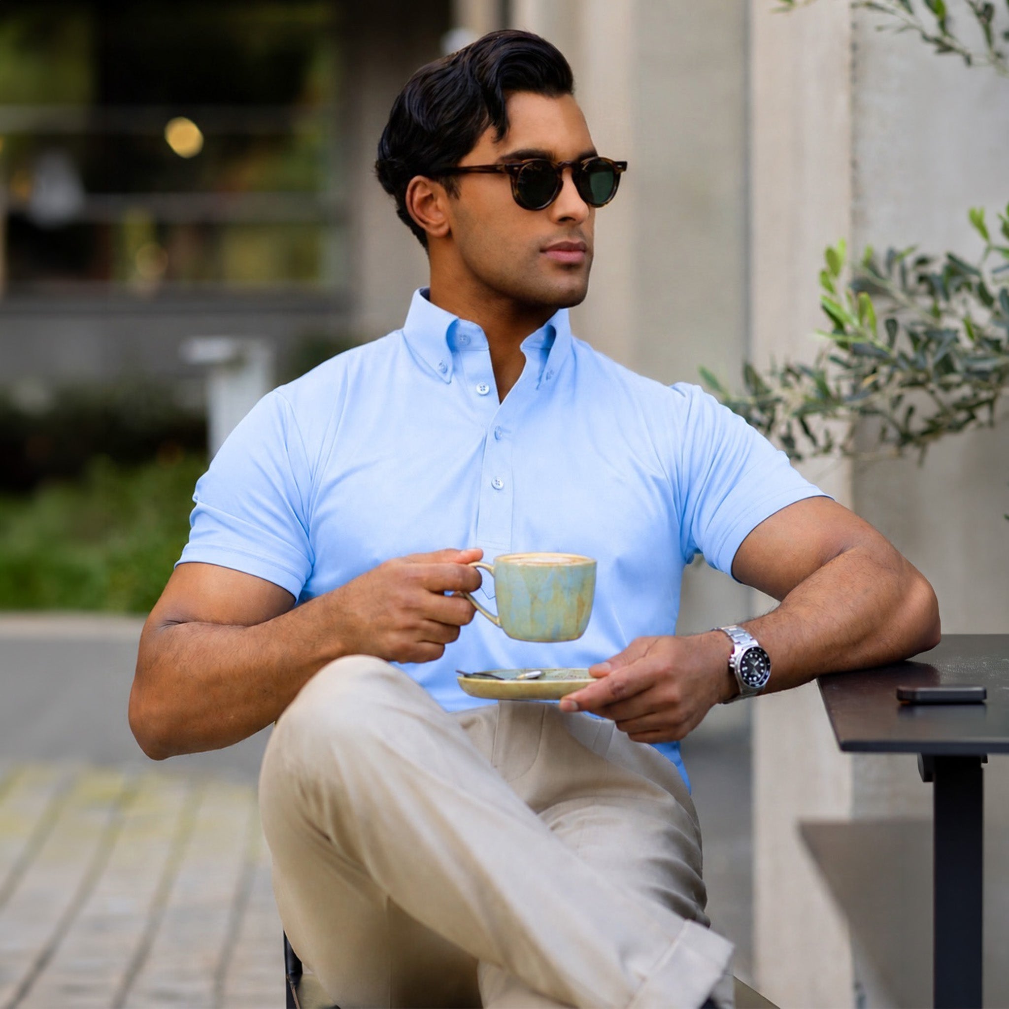 Oxford Button Down Collar Polo Light Blue