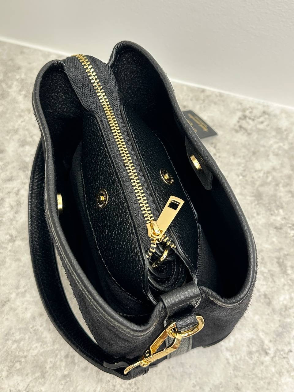 Italian Suede Bag with Two Straps – Elegance and Versatility
