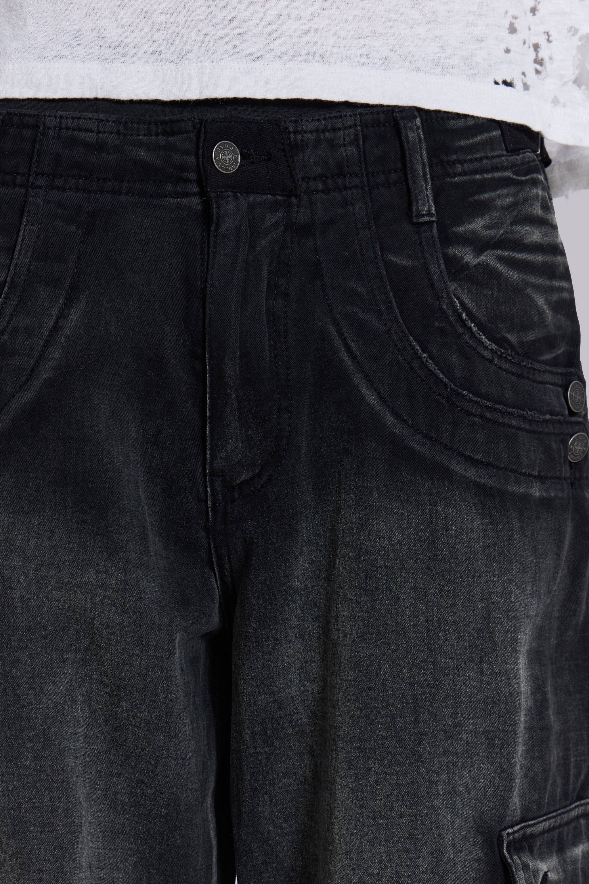 Sun Faded Black Trooper Cargo Pants