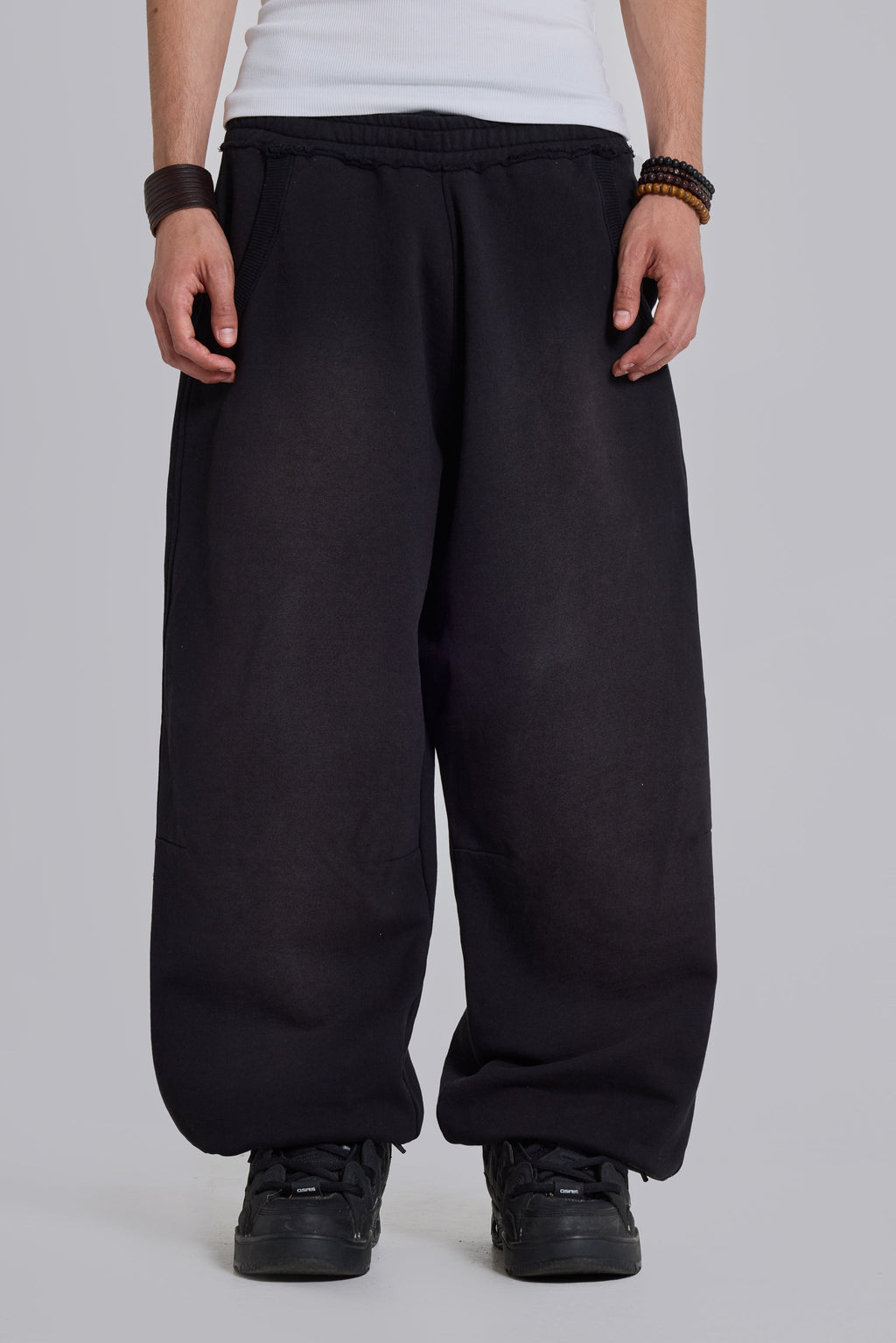 Black Baggy Cuffed Monster Joggers