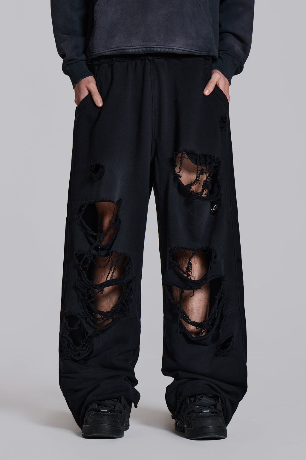 Distressed Black Baggy Monster Joggers