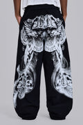 Black Gothic Print Baggy Monster Joggers