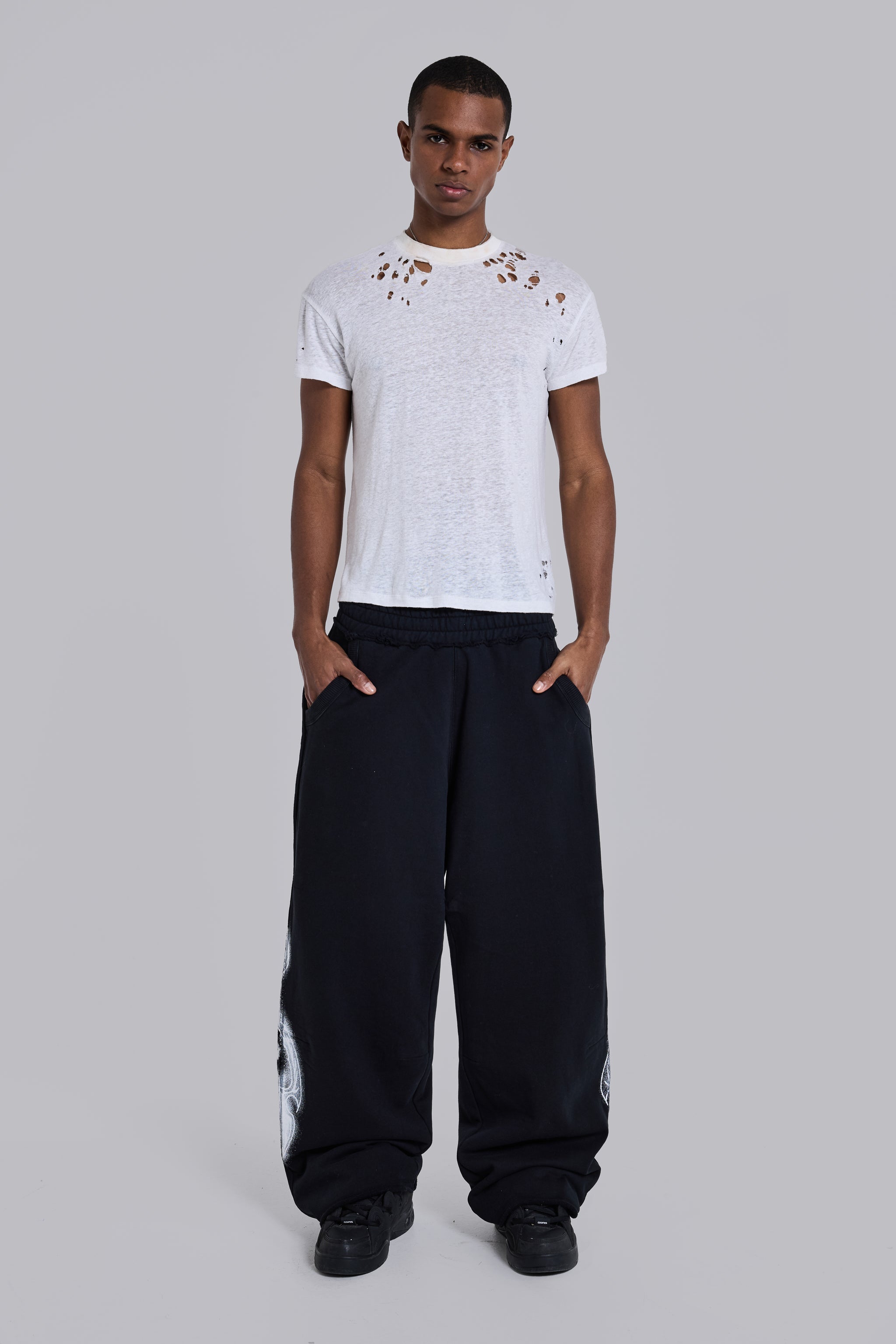 Black Gothic Print Baggy Monster Joggers