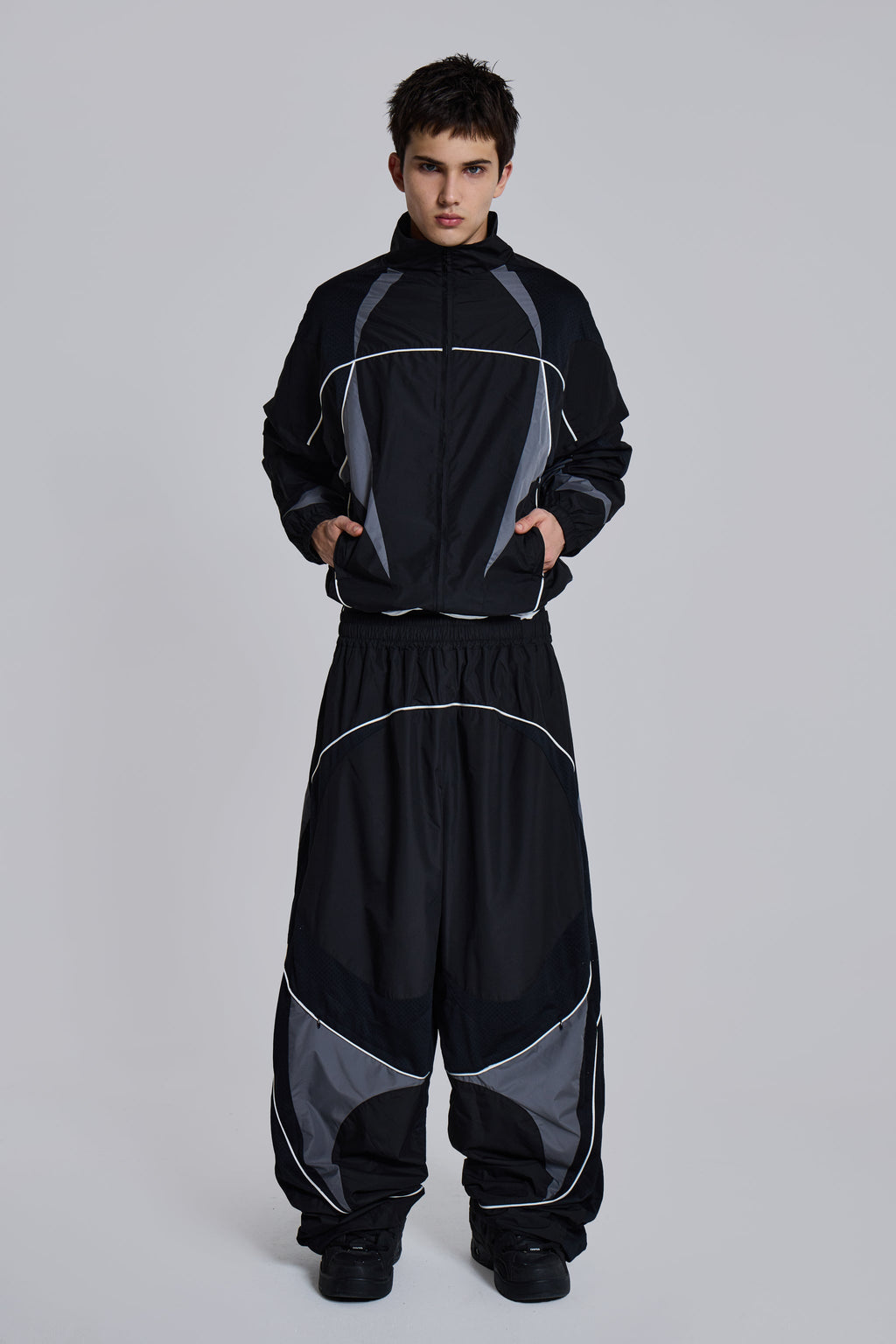Black Panelled Vapor Joggers