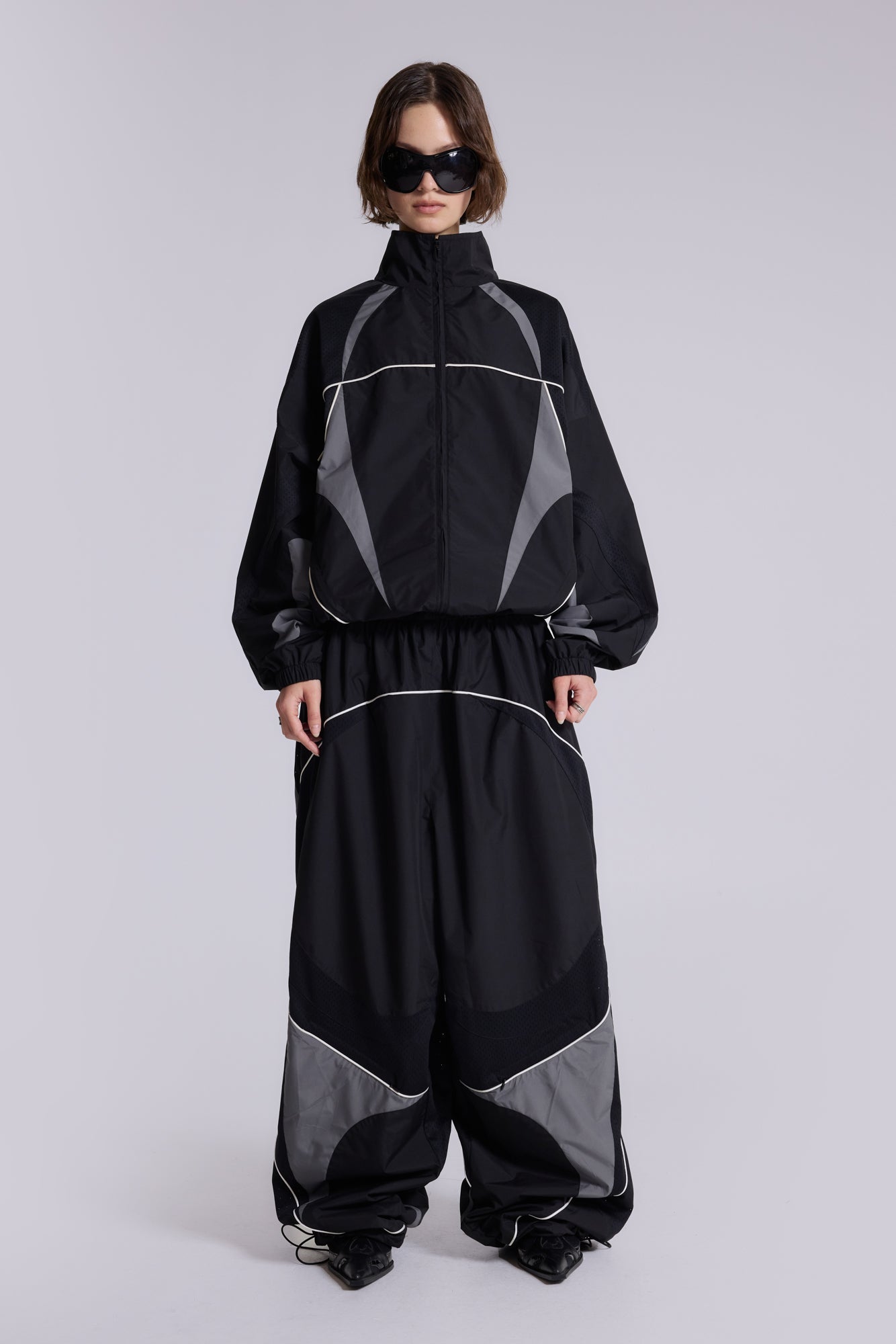 Black Panelled Vapor Joggers