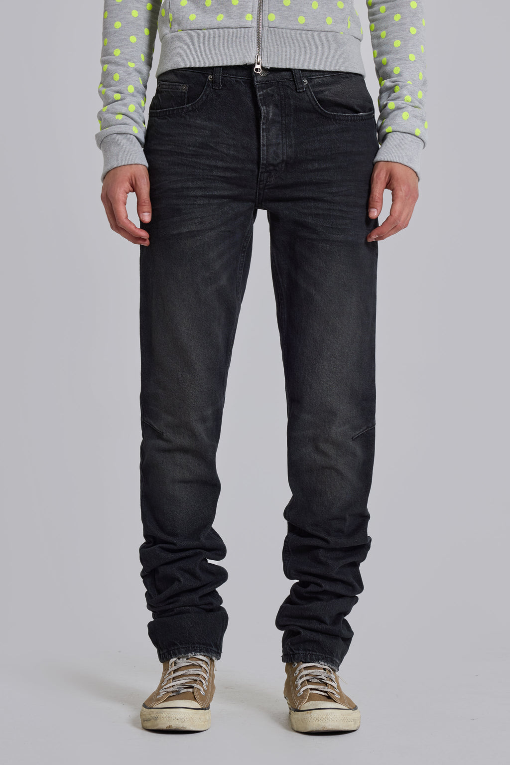 Washed Black Drain Jeans