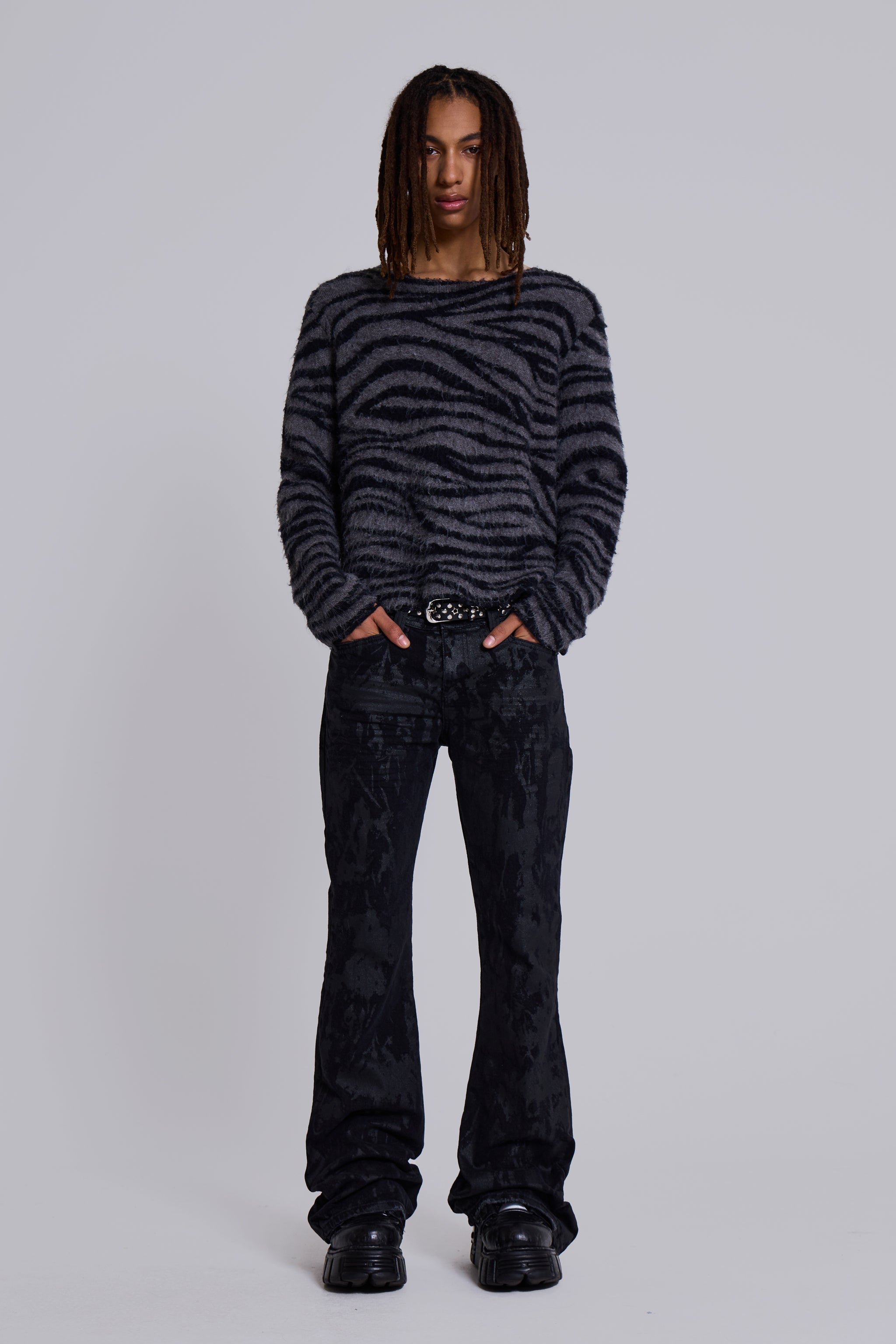 Wax Coated Drift Bootcut Jeans