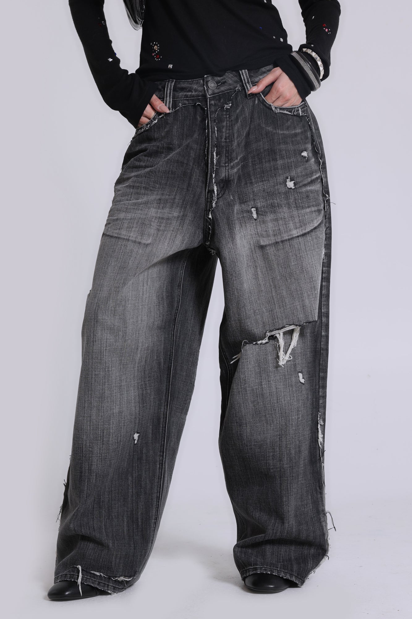 Black Eroded XL Colossus Jeans
