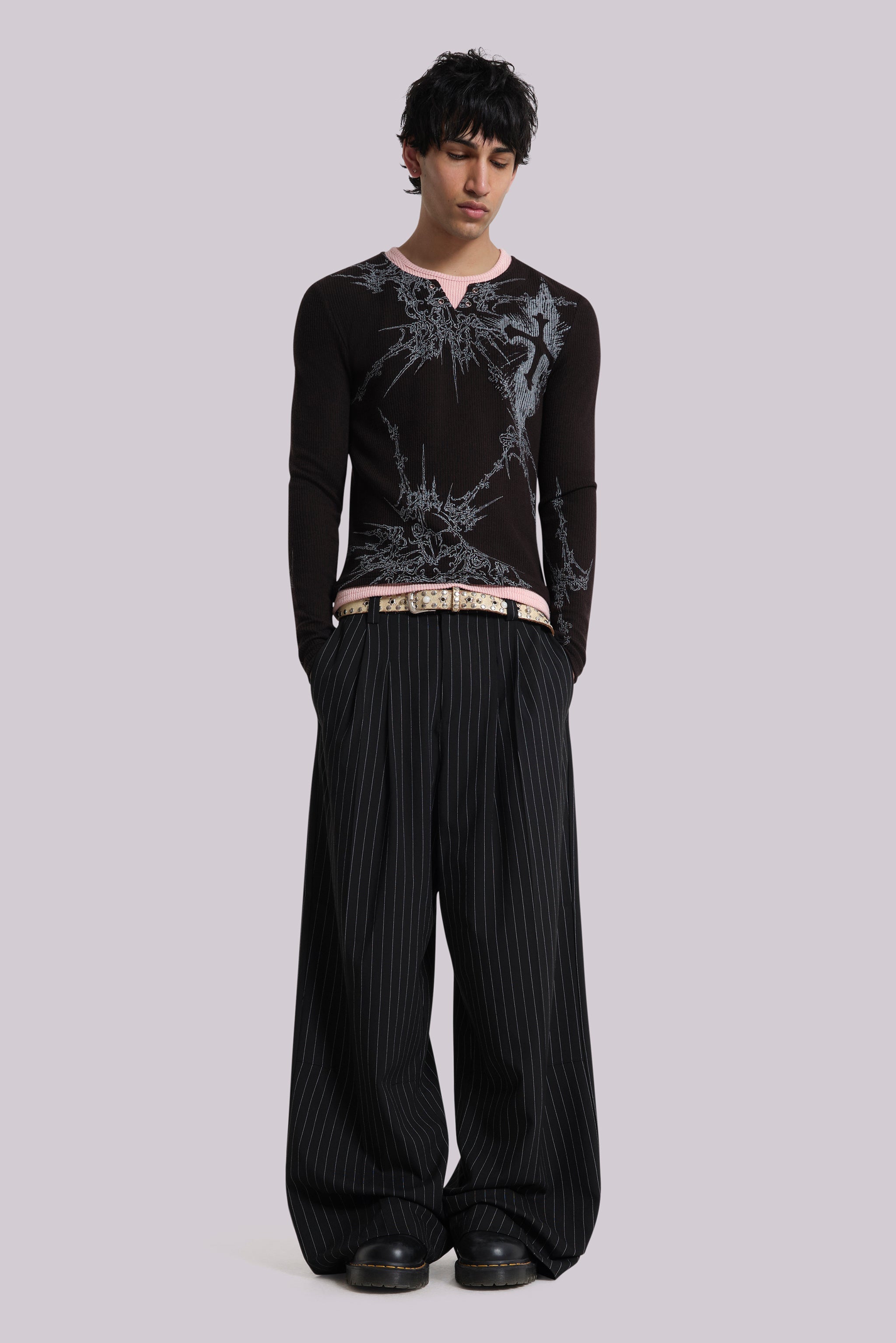 Black Pinstripe Goliath Suit Pants