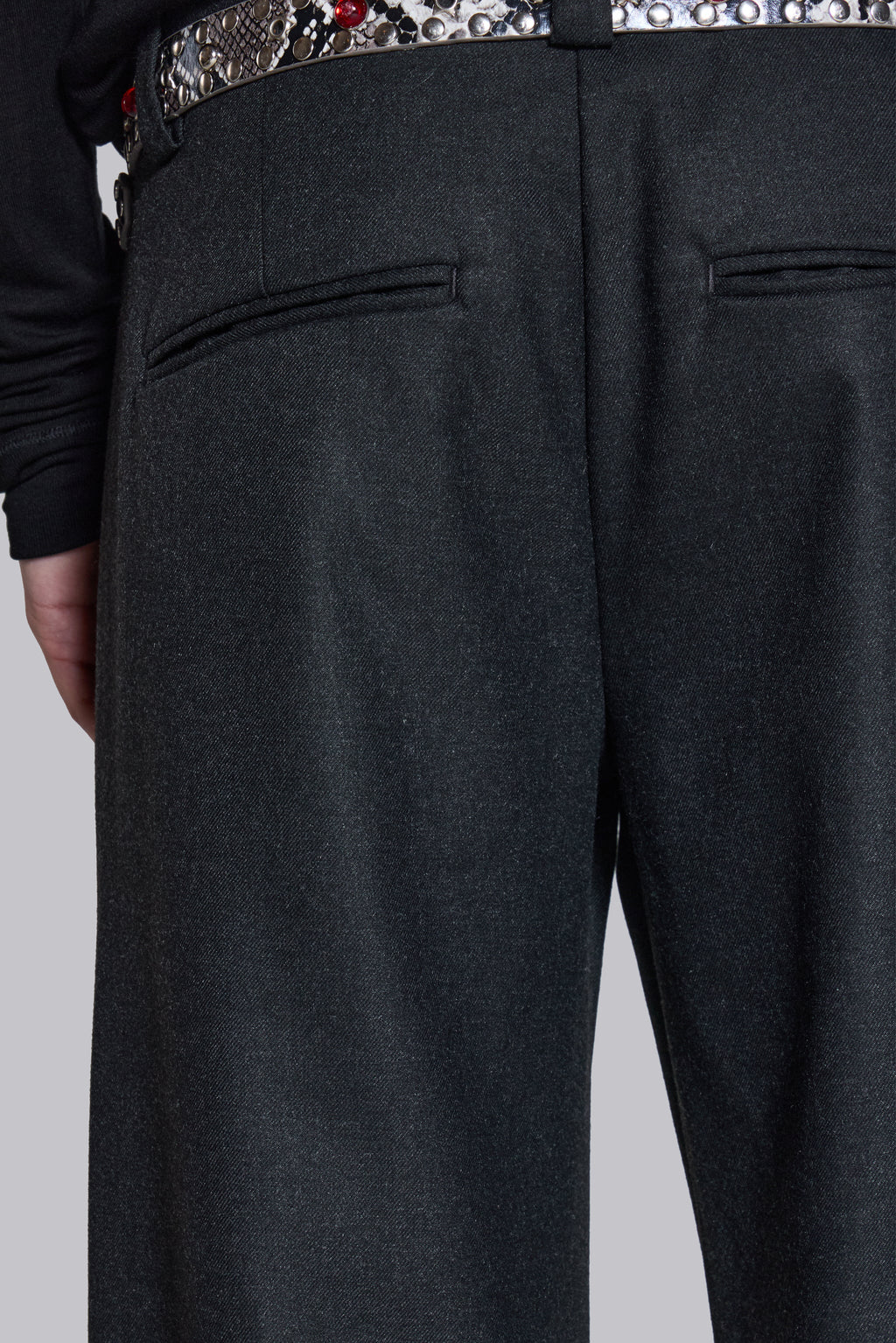 Charcoal Stacked Straight Suit Pants