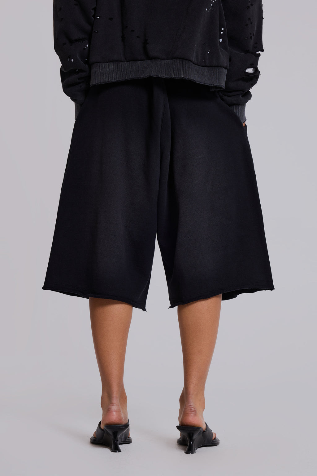 Washed Black Monster Jogger Shorts