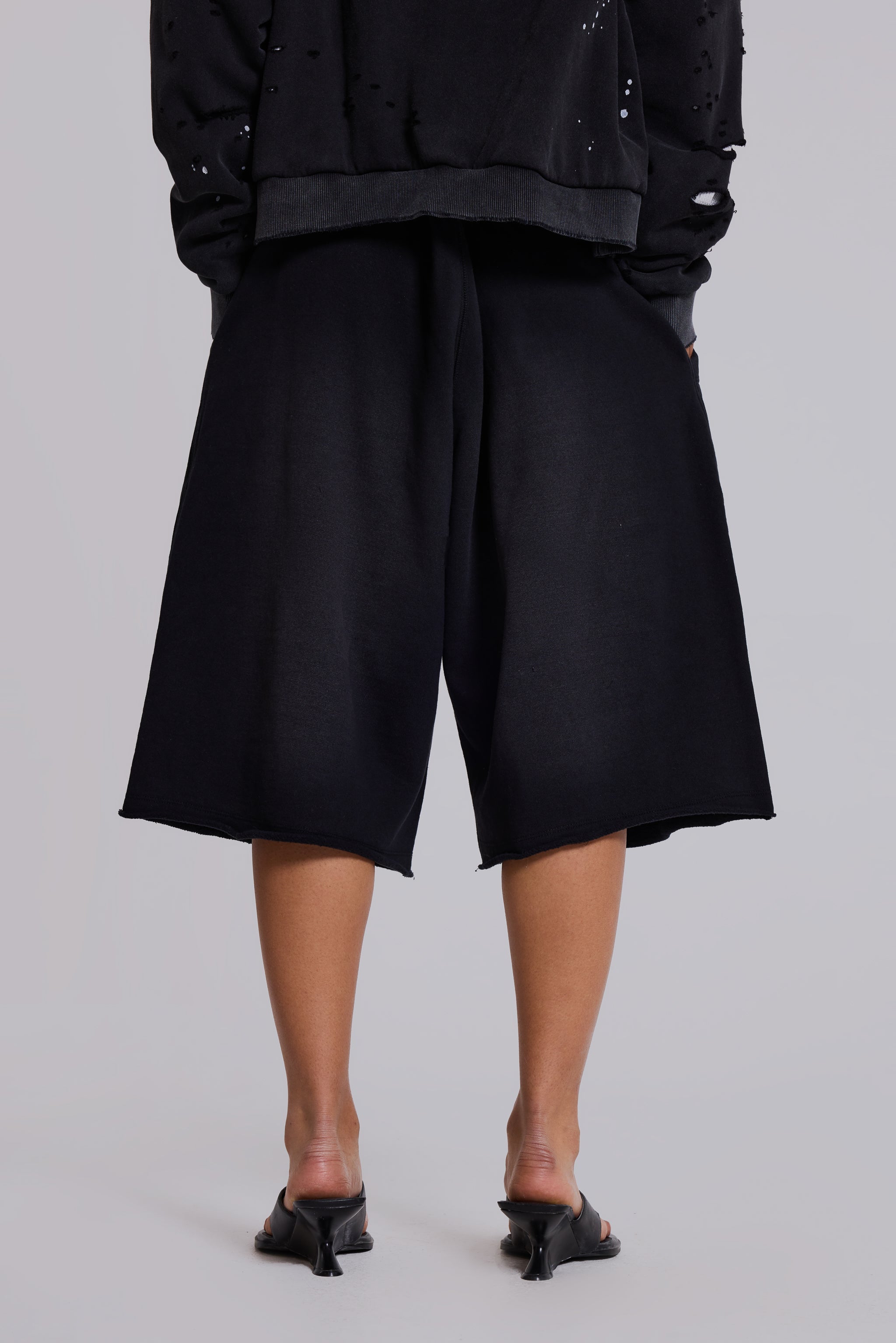 Washed Black Monster Jogger Shorts