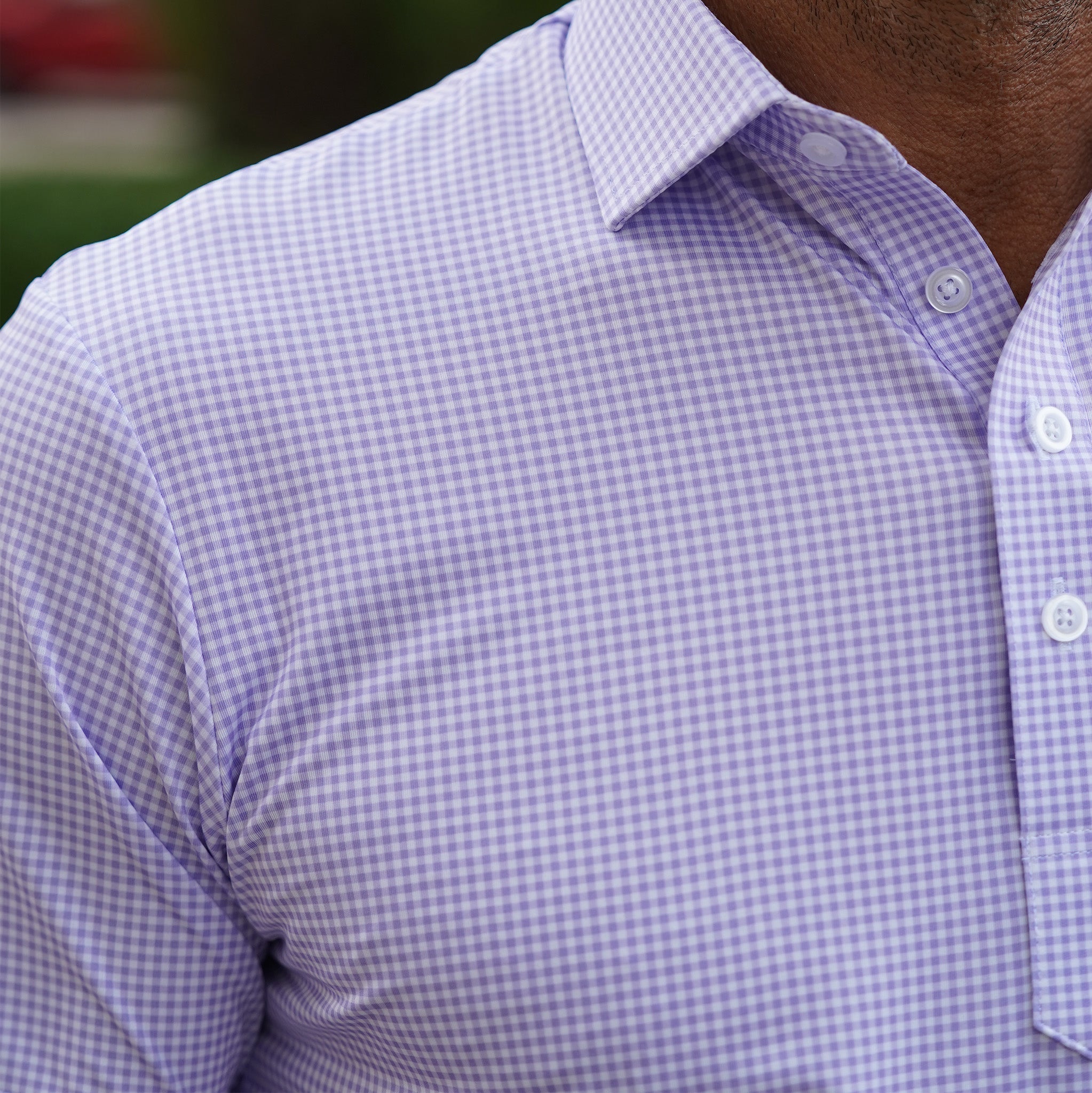 Featherweight Flex Polo Lavender Micro Gingham