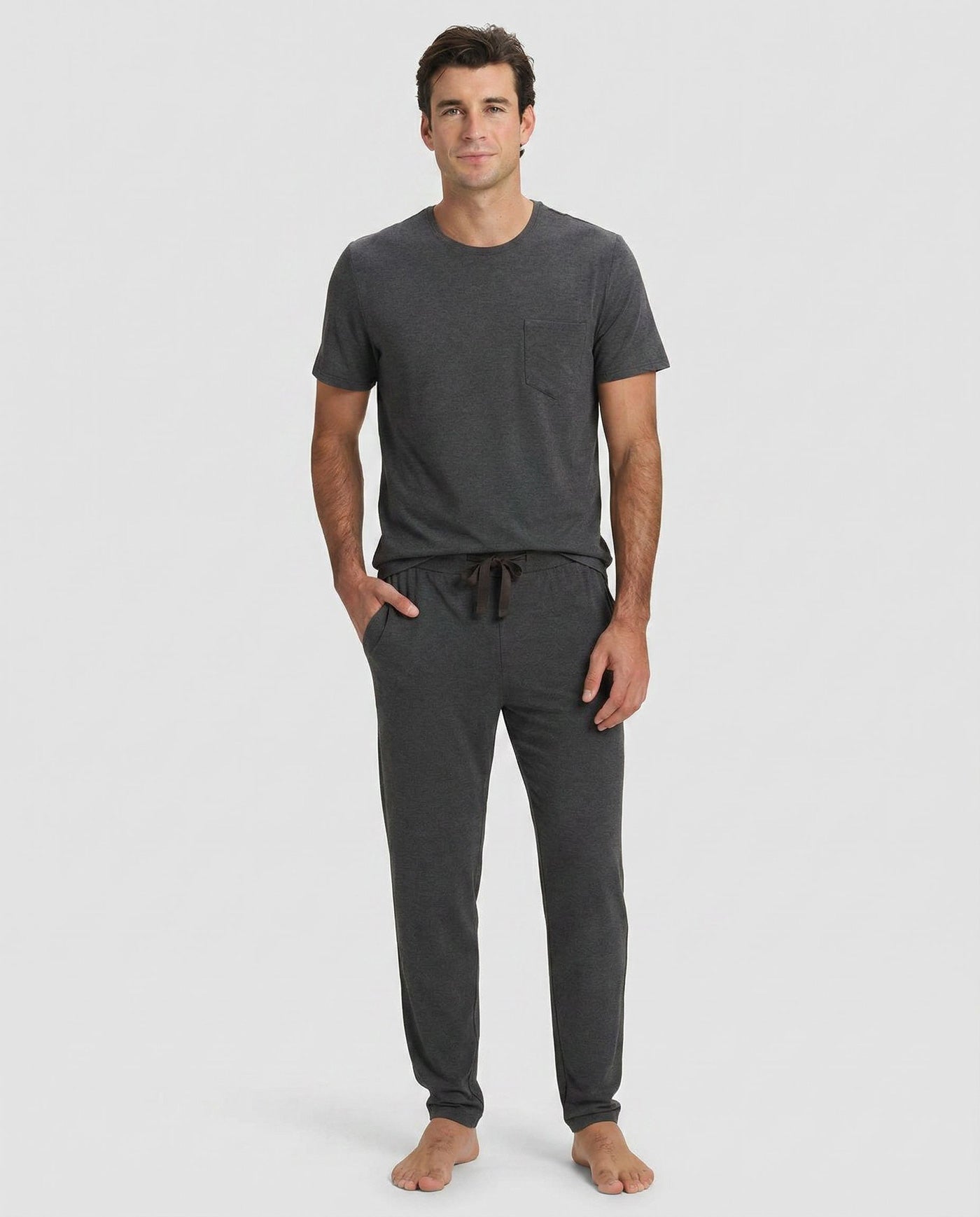 Men's Bamboo Stretch-Knit Short Sleeve Tee & Pant Pajama Set