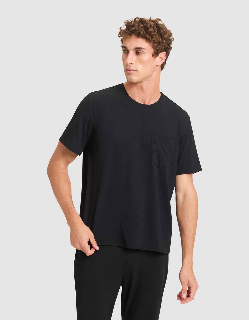 Men's Bamboo Stretch-Knit Short Sleeve Tee & Pant Pajama Set