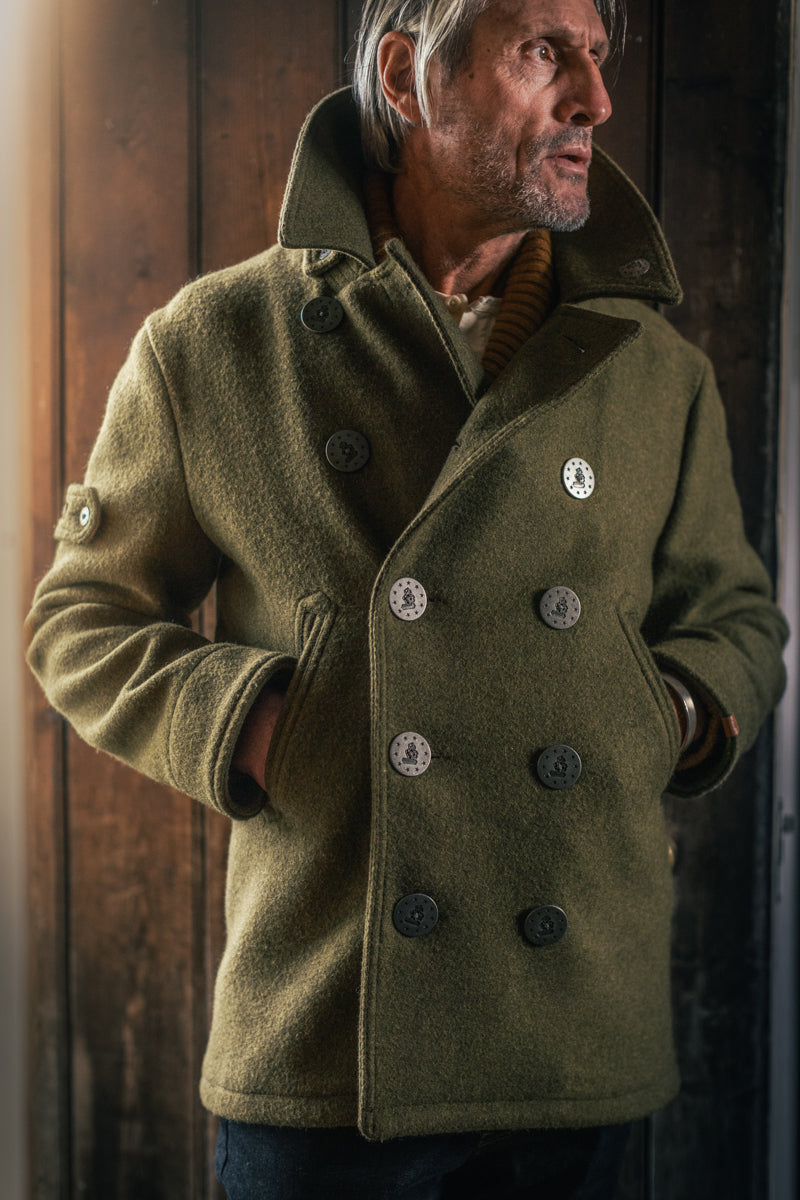 &SONS Boardwalk Peacoat Army Green