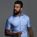 Semi-Spread Collar Polo Blue Houndstooth Original
