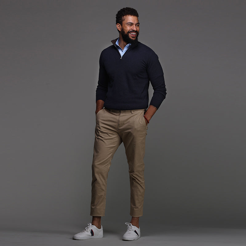 Semi-Spread Collar Polo Blue Houndstooth Original