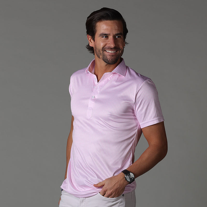Semi-Spread Collar Polo Pink Gingham Original