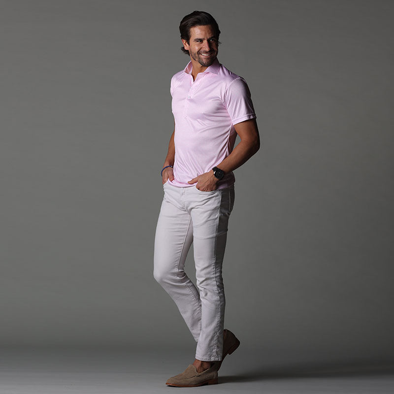 Semi-Spread Collar Polo Pink Gingham Original