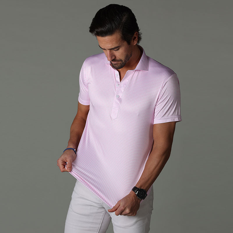 Semi-Spread Collar Polo Pink Gingham Original