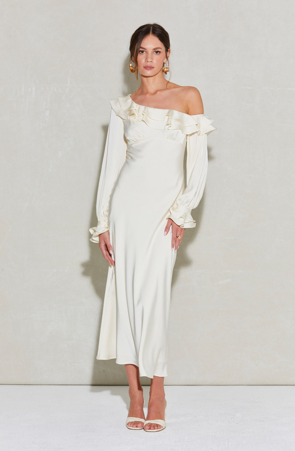 Coraline Off-Shoulder Satin Maxi Dress