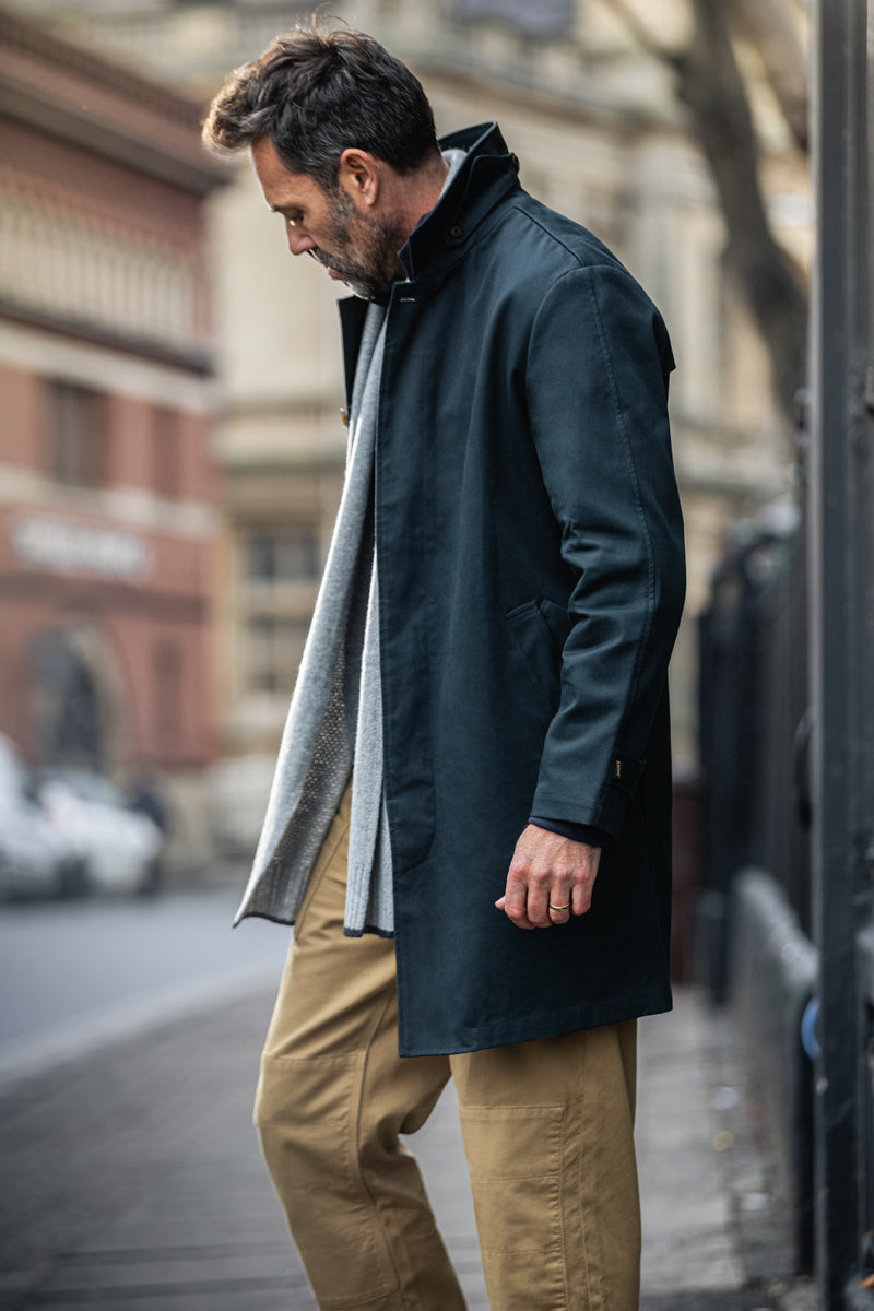 &SONS Woodward Raincoat Navy