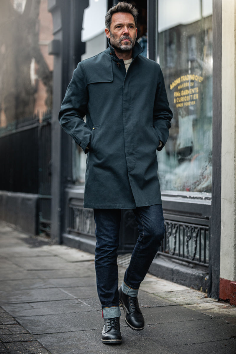 &SONS Woodward Raincoat Navy