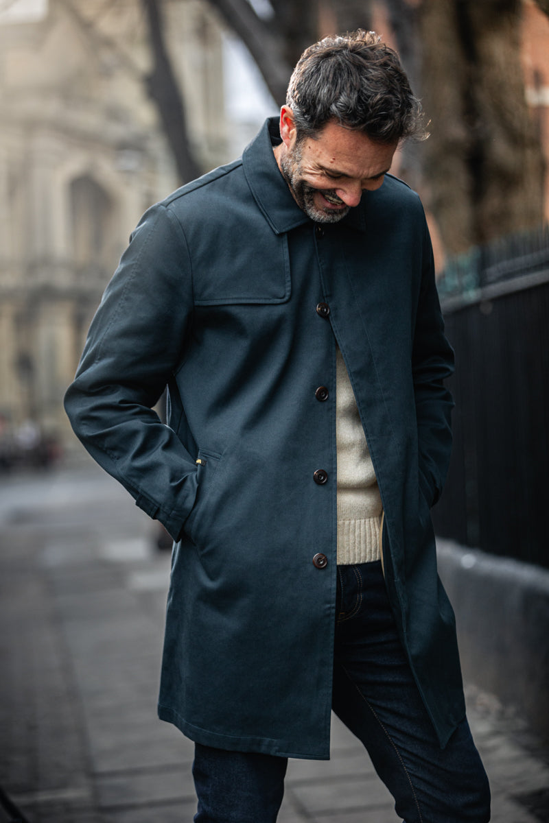 &SONS Woodward Raincoat Navy
