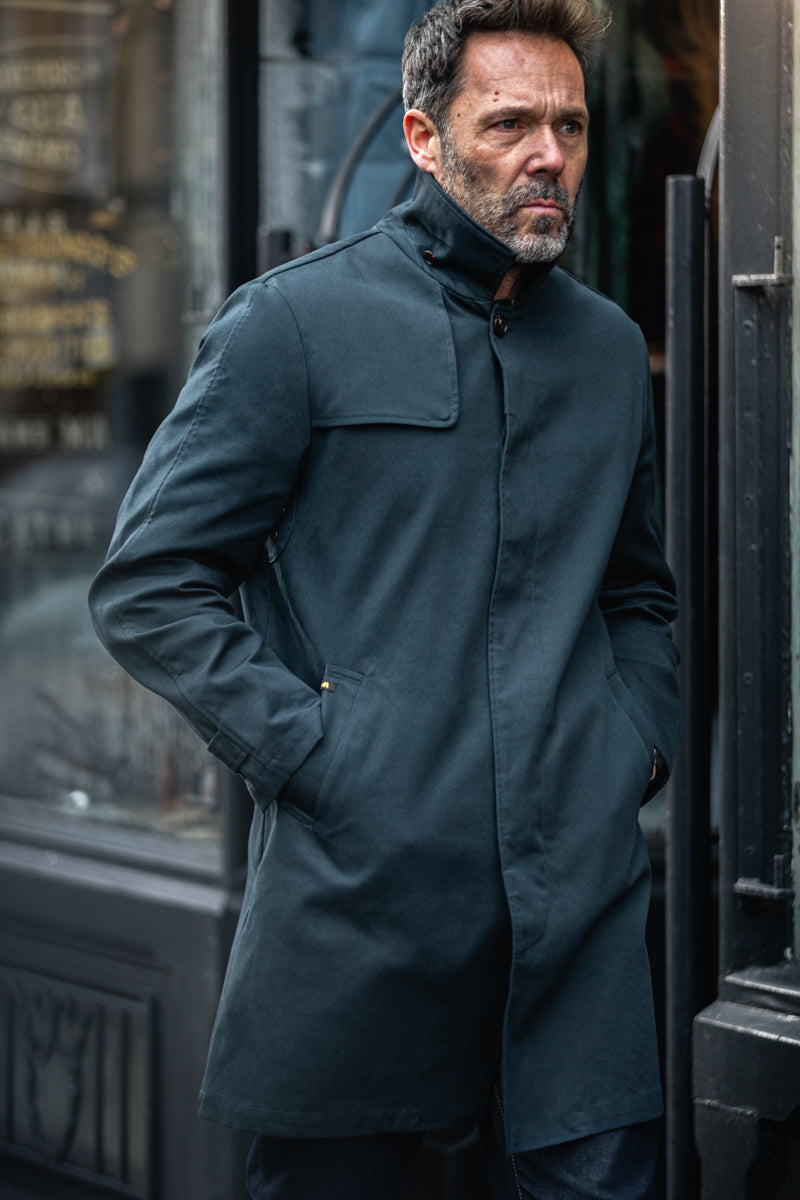&SONS Woodward Raincoat Navy
