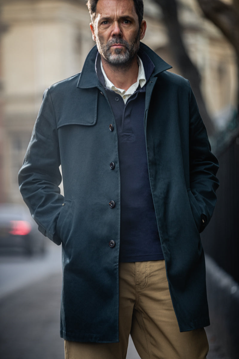 &SONS Woodward Raincoat Navy