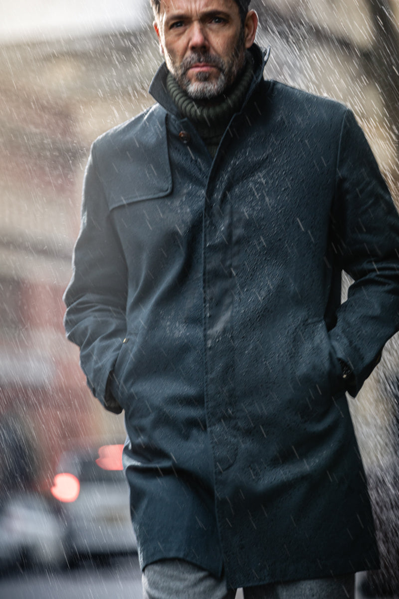 &SONS Woodward Raincoat Navy